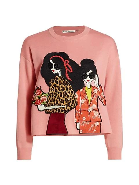 商品Alice + Olivia|Gleeson Bead-Embellished Graphic Sweater,价格¥2216,第1张图片