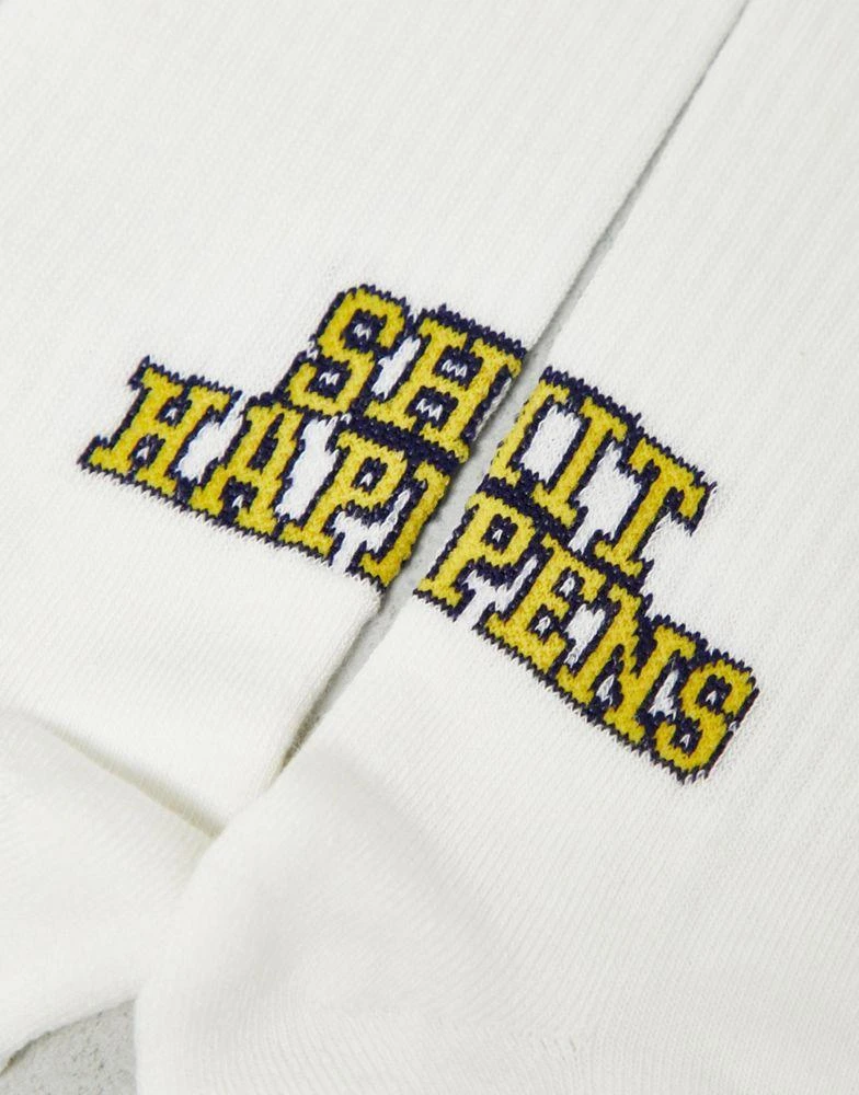 商品ASOS|ASOS DESIGN Shit happens slogan socks in white,价格¥49,第4张图片详细描述