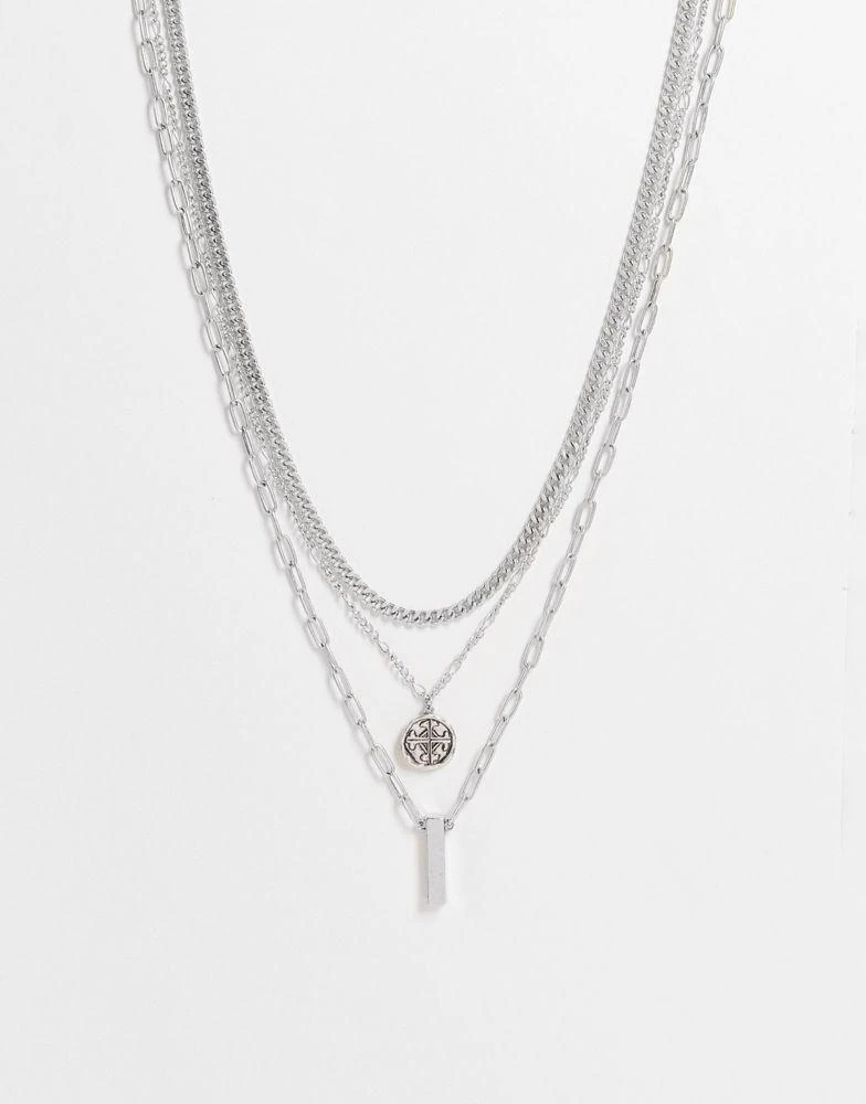 商品Reclaimed Vintage|Reclaimed Vintage inspired multirow necklace with roman medallion,价格¥144,第1张图片