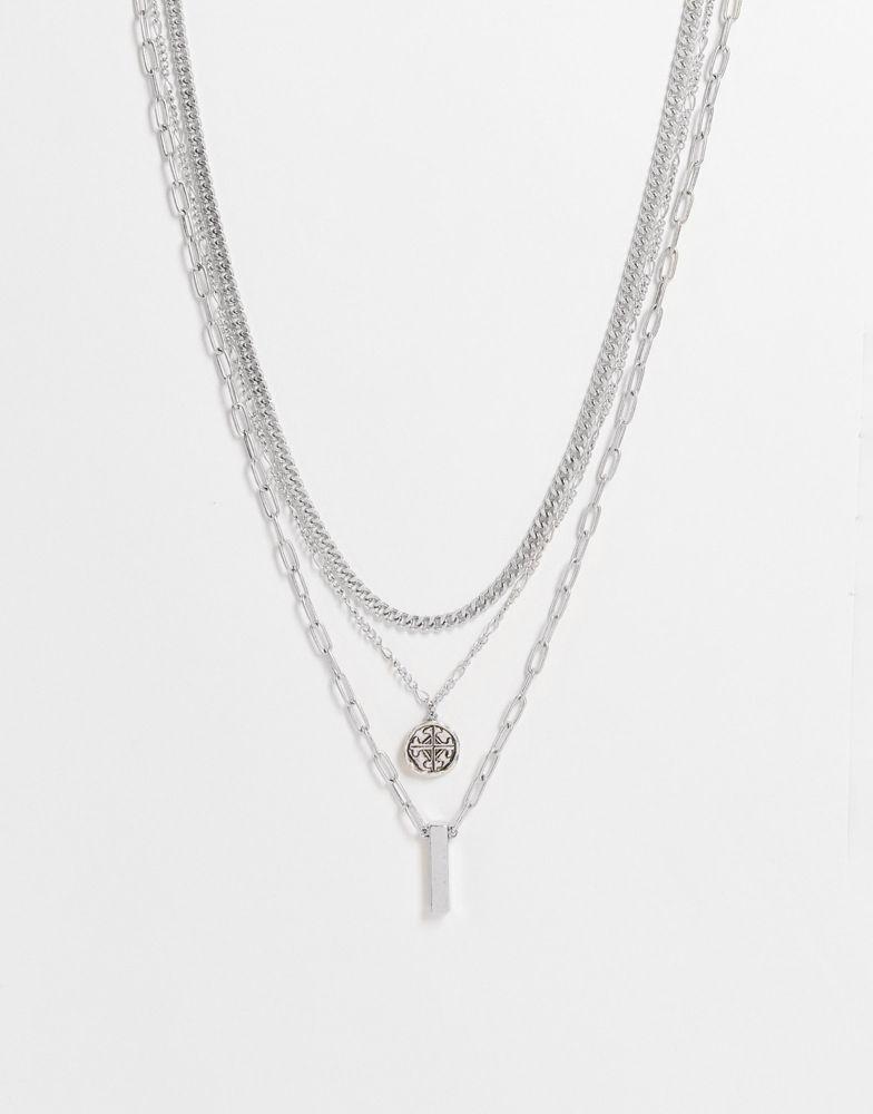 商品Reclaimed Vintage|Reclaimed Vintage inspired multirow necklace with roman medallion,价格¥113,第1张图片