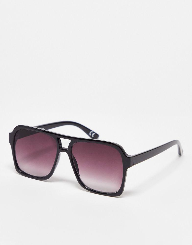 商品ASOS|ASOS DESIGN 70's aviator sunglasses in black with gradient lens,价格¥123,第1张图片