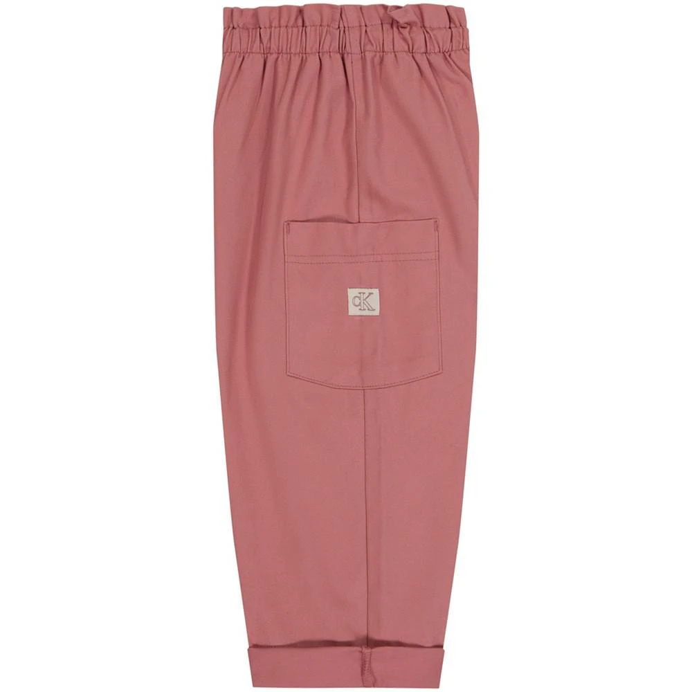 商品Calvin Klein|Little Girls Long Sleeve Waffle-Knit Top and Wide Leg Twill Pants, 2 Piece Set,价格¥178,第3张图片详细描述