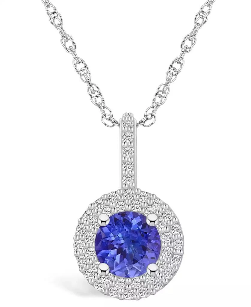 商品Macy's|Tanzanite (1-3/8 Ct. t.w.) and Diamond (3/8 Ct. t.w.) Halo Pendant Necklace,价格¥11648,第1张图片