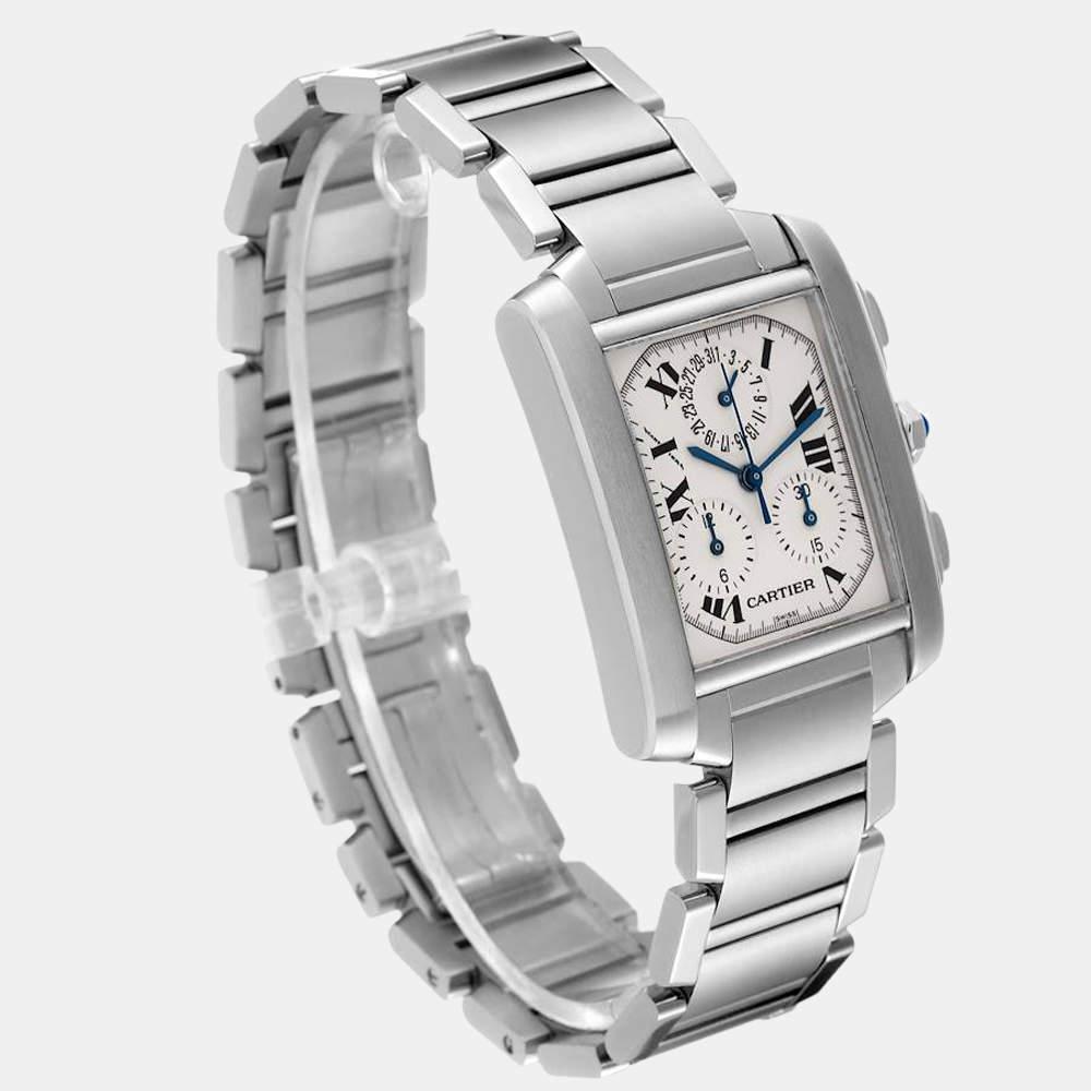 Cartier Silver Stainless Steel Tank Francaise W51001Q3 Quartz Men's Wristwatch 28 mm商品第3张图片规格展示