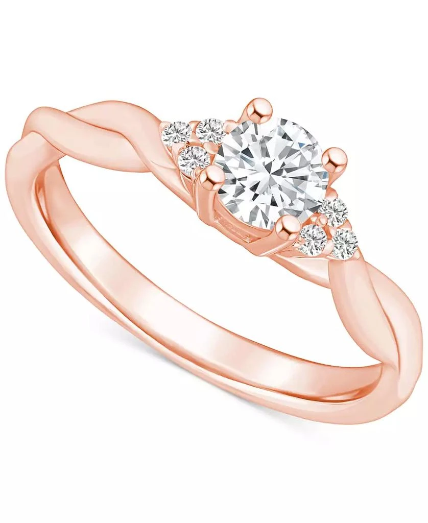 商品Macy's|Diamond Twist Engagement Ring (1/2 ct. t.w.) in 14k White, Yellow or Rose Gold,价格¥14042,第1张图片