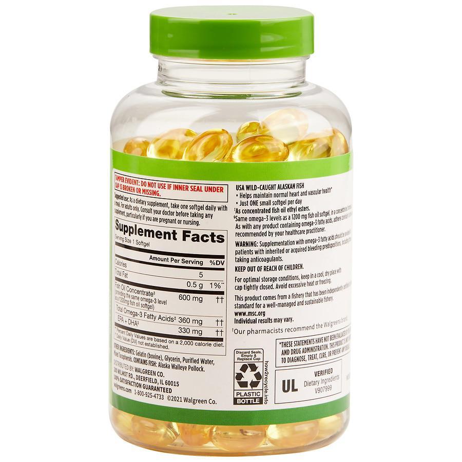 商品Walgreens|Half-the-Size Fish Oil 1200 mg Softgels,价格¥150,第4张图片详细描述