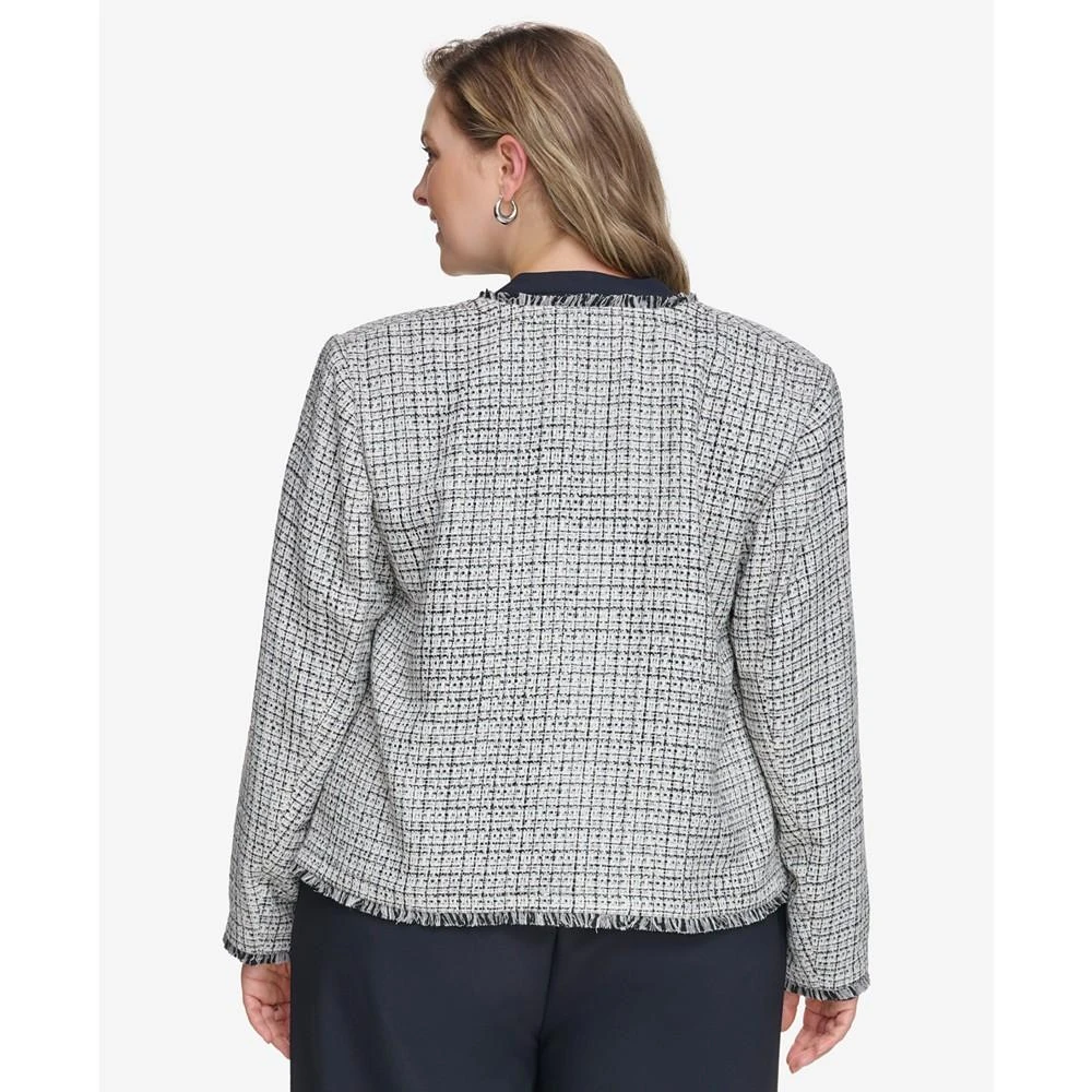 商品Calvin Klein|Plus Size Tweed Open-Front Fringe Jacket,价格¥1242,第2张图片详细描述