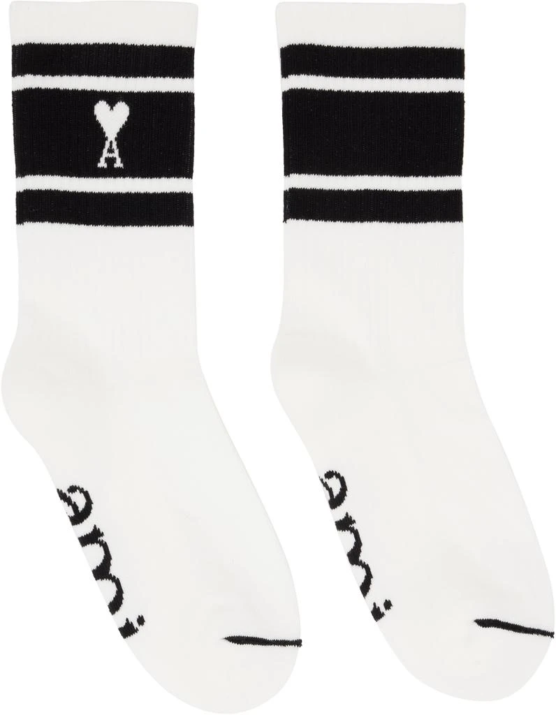 商品AMI|White & Black Ami de Cœur Socks,价格¥272,第1张图片