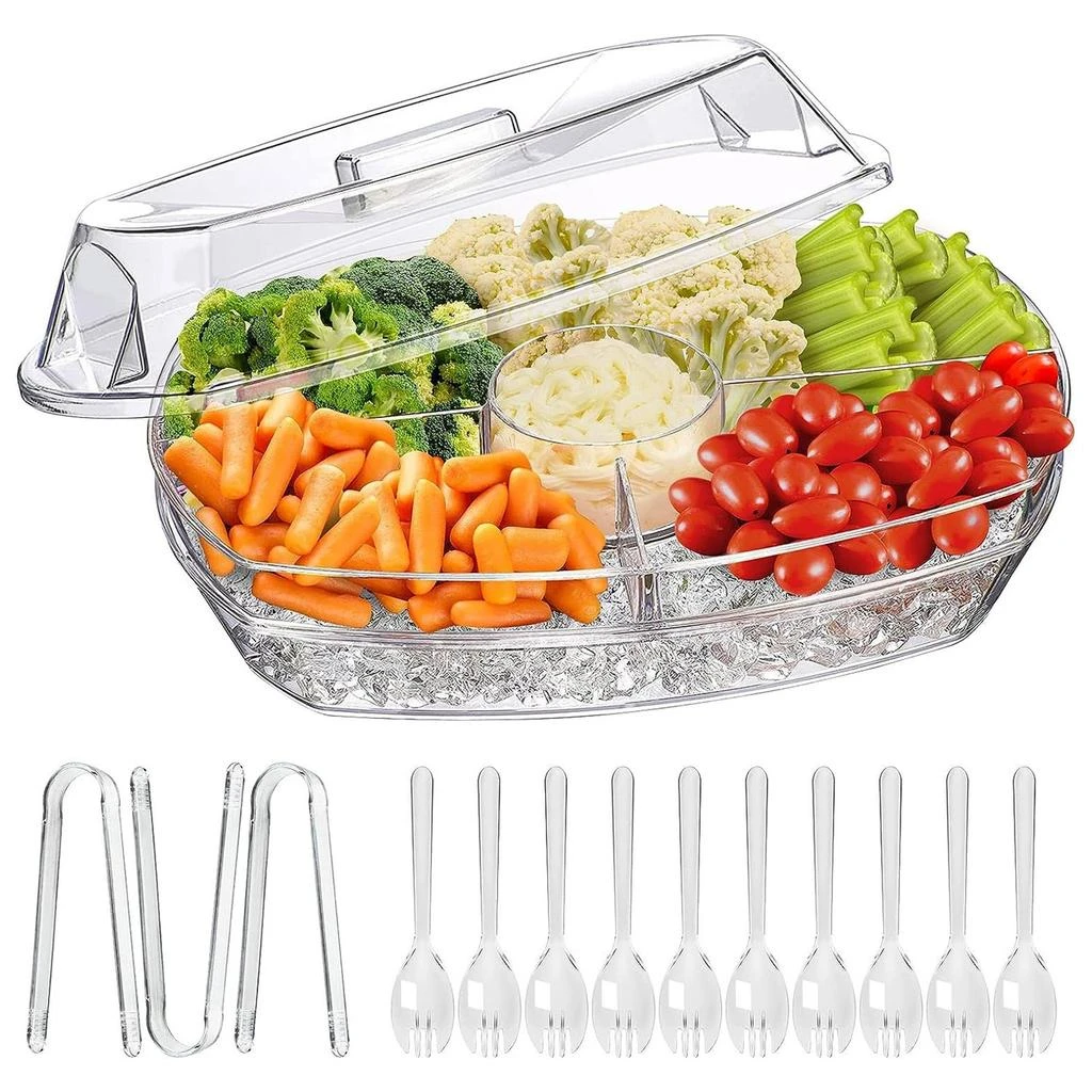 商品Global Bazaar|Fruit Ice Serving Tray Cold Food Buffet Server with Lid,价格¥535,第1张图片