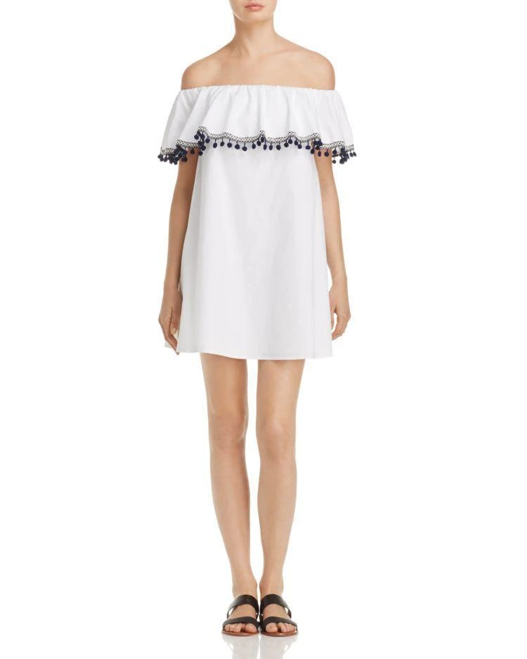 商品AQUA|AQUA Off-the-Shoulder Pom-Pom Ruffle Dress - 100% Exclusive ,价格¥292,第1张图片