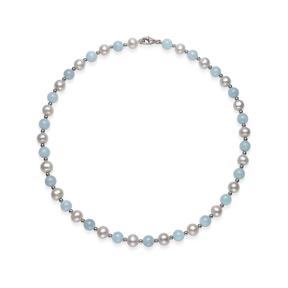 商品Belle de Mer|Milky Aquamarine (7mm) and Cultured Freshwater Pearl (7-1/2mm) Strand Collar Necklace,价格¥1236,第3张图片详细描述