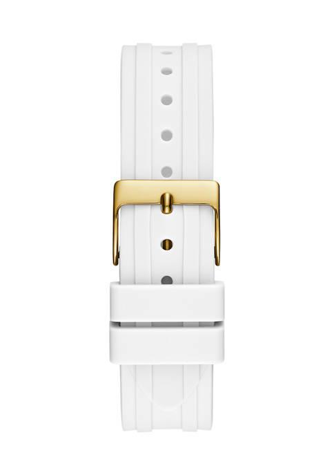 商品GUESS|Gold Tone White Silicone Watch,价格¥1300,第6张图片详细描述
