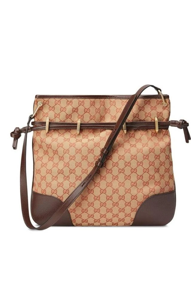 商品Gucci|Leather and GG Supreme Fabric Shoulder Bag,价格¥20242,第4张图片详细描述