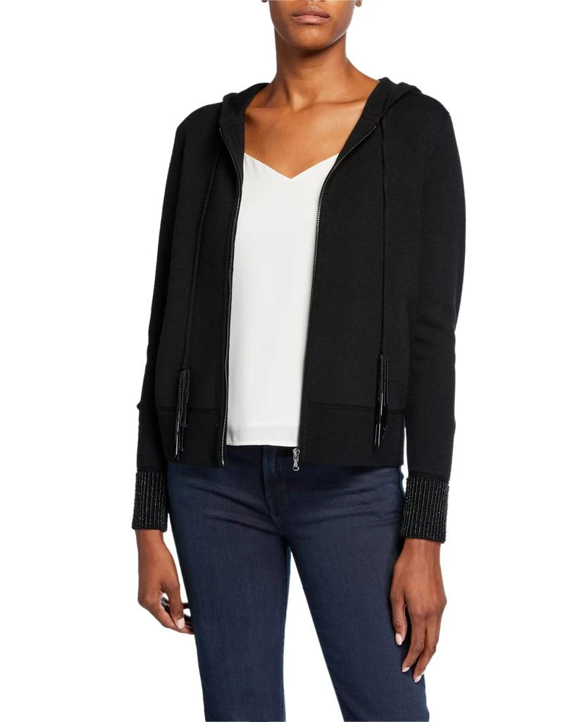 商品Kobi Halperin|Reta Zip-Front Long-Sleeve Fringe-Trim Hooded Sweater,价格¥1065,第1张图片