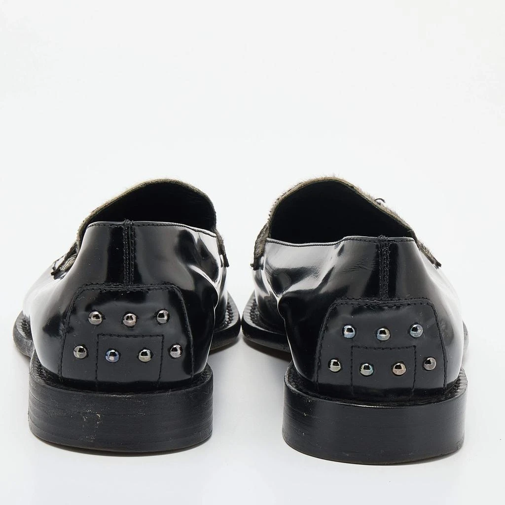 商品[二手商品] Tod's|Tod's Black/White Leather Calf Hair Penny Slip On Loafers Size 39,价格¥2922,第5张图片详细描述