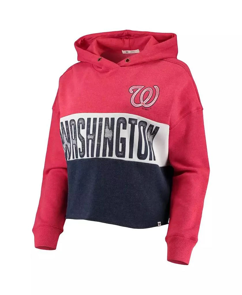 商品47 Brand|Women's '47 Heathered Red and Heathered Navy Washington Nationals Lizzy Cropped Pullover Hoodie,价格¥522,第2张图片详细描述