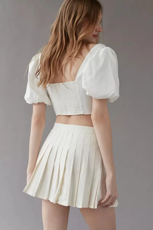 Urban Outfitters UO Hayley Linen Pleated Mini Skirt 2