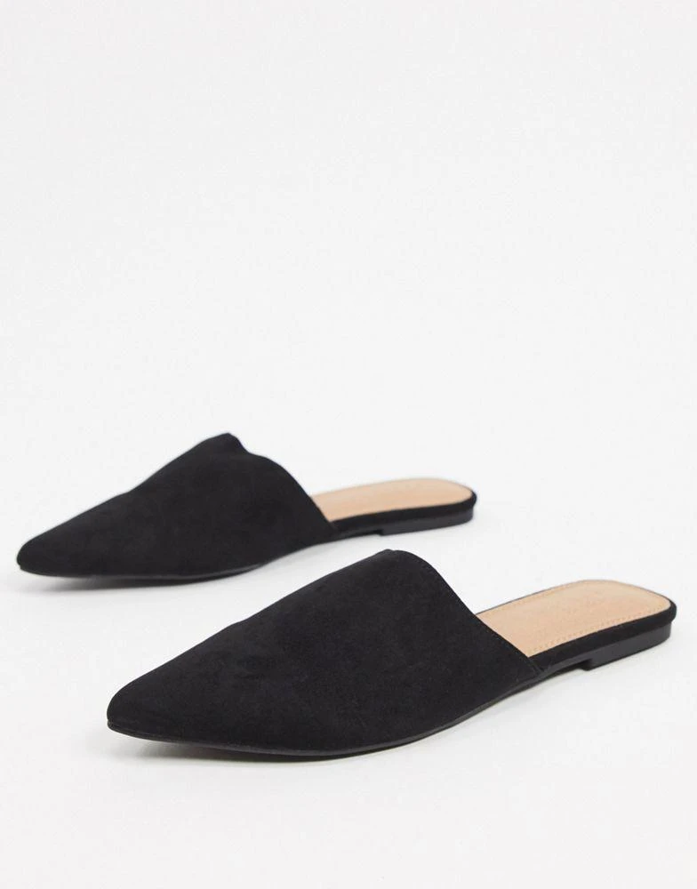 商品ASOS|ASOS DESIGN Lava pointed flat mules in black,价格¥75,第1张图片