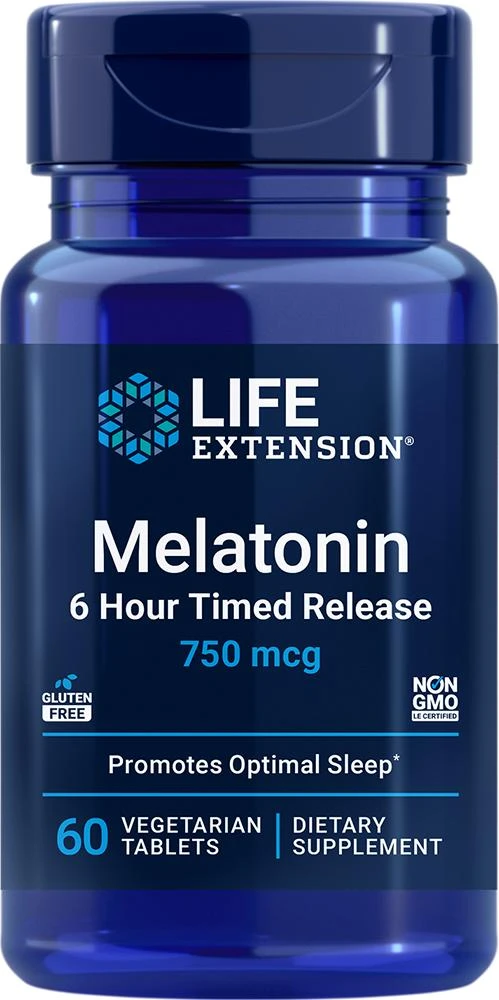 商品Life Extension|Melatonin 6 Hour Timed Release, 60 vegetarian tablets - 750 mcg (750 mcg, 60 vegetarian tablets), Life Extension,价格¥49,第1张图片