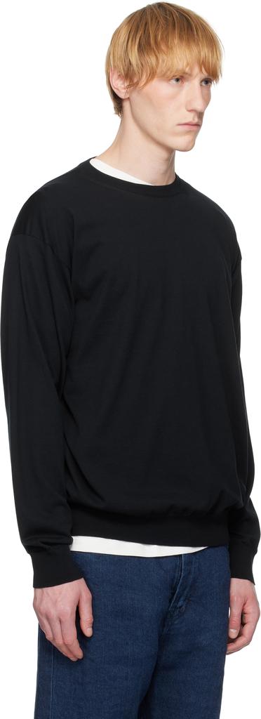 AURALEE Navy Super High Gauge Cotton Knit Sweater - Sweaters