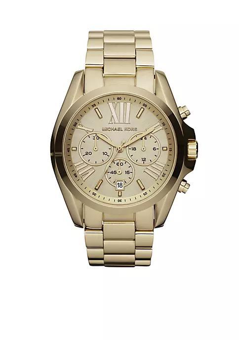 商品Michael Kors|Mid-Size Gold-Tone Stainless Steel Bradshaw Chronograph Watch,价格¥2043,第1张图片