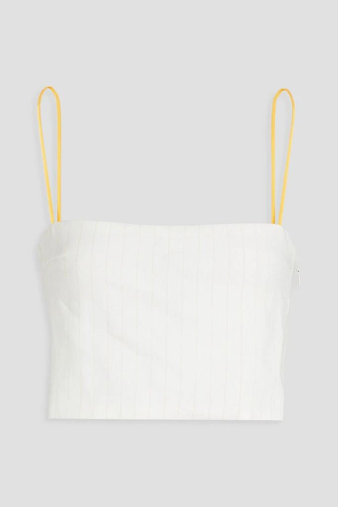商品GALVAN  LONDON|Grotto pinstriped linen-blend bra top,价格¥888,第1张图片