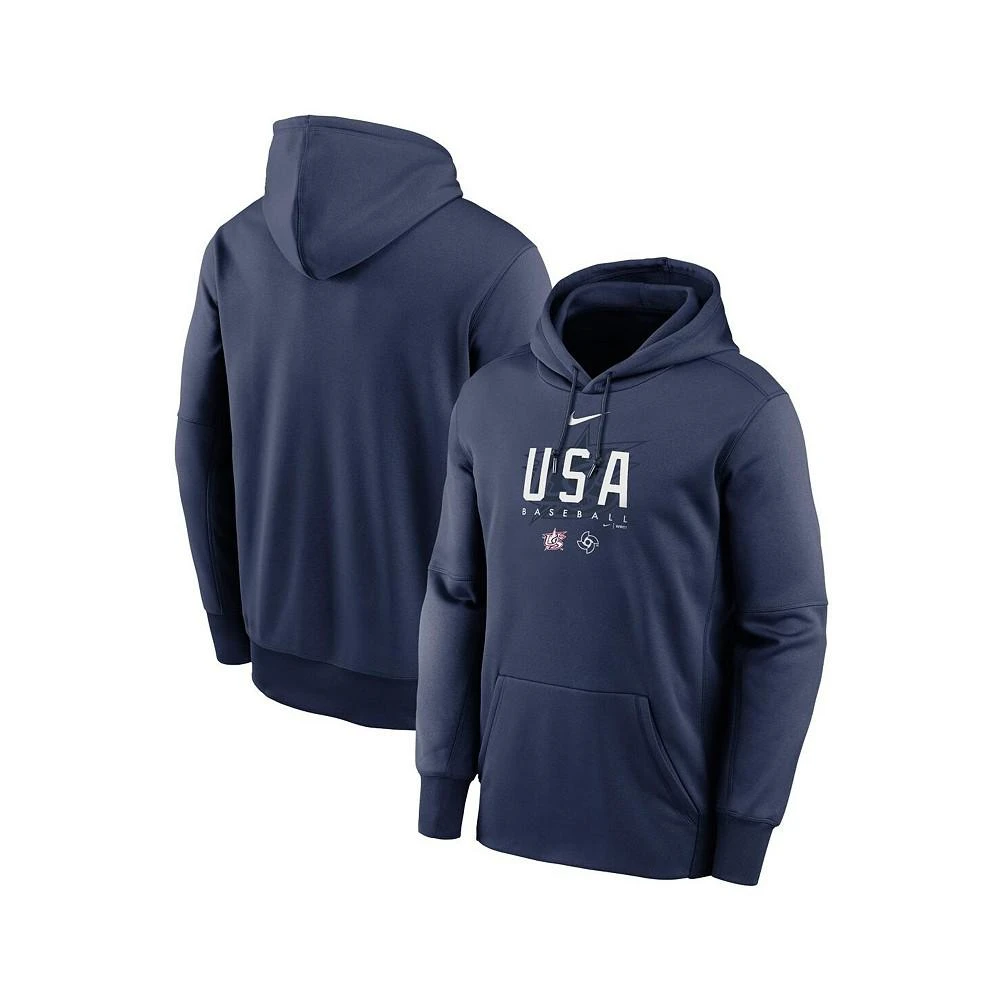 商品NIKE|Men's Navy USA Baseball 2023 World Baseball Classic Dugout Therma Performance Pullover Hoodie,价格¥596,第1张图片