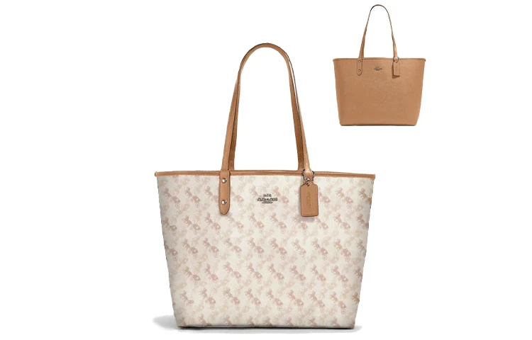 商品[国内直发] Coach|蔻驰 City Reversible 33 双面可用马车老花 PVC拼帆布 帆布包托特包Tote包购物袋手提单肩包 大号 女款 米棕色,价格¥2265,第1张图片