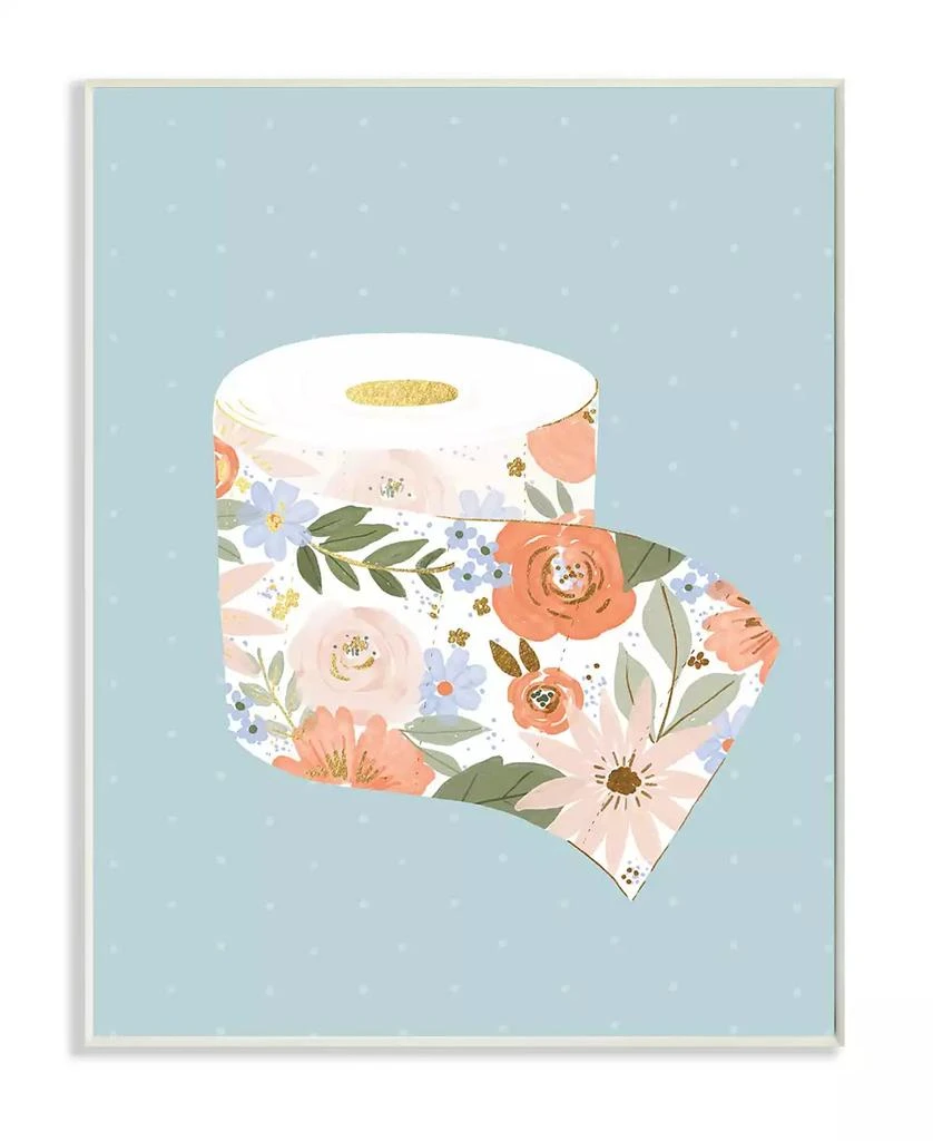 商品Stupell Industries|Spring Floral Print Toilet Paper Over Blue Art, 10" x 15",价格¥262,第1张图片