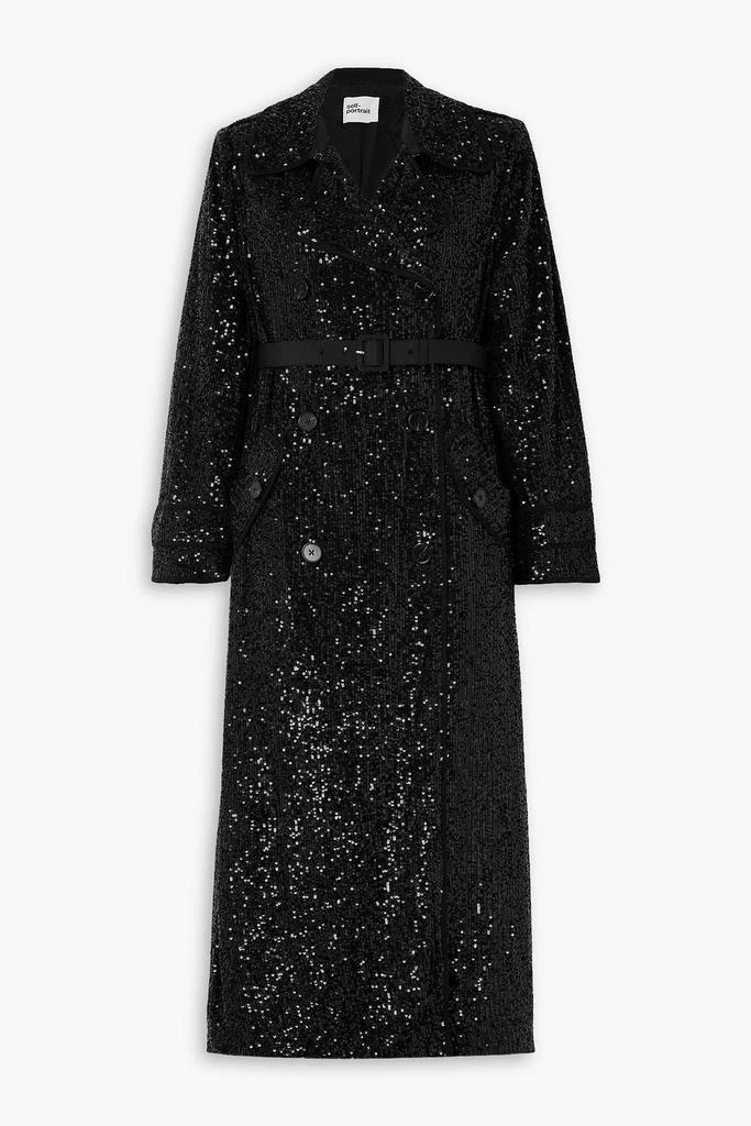 商品Self Portrait|Belted sequined crepe trench coat,价格¥2398,第1张图片