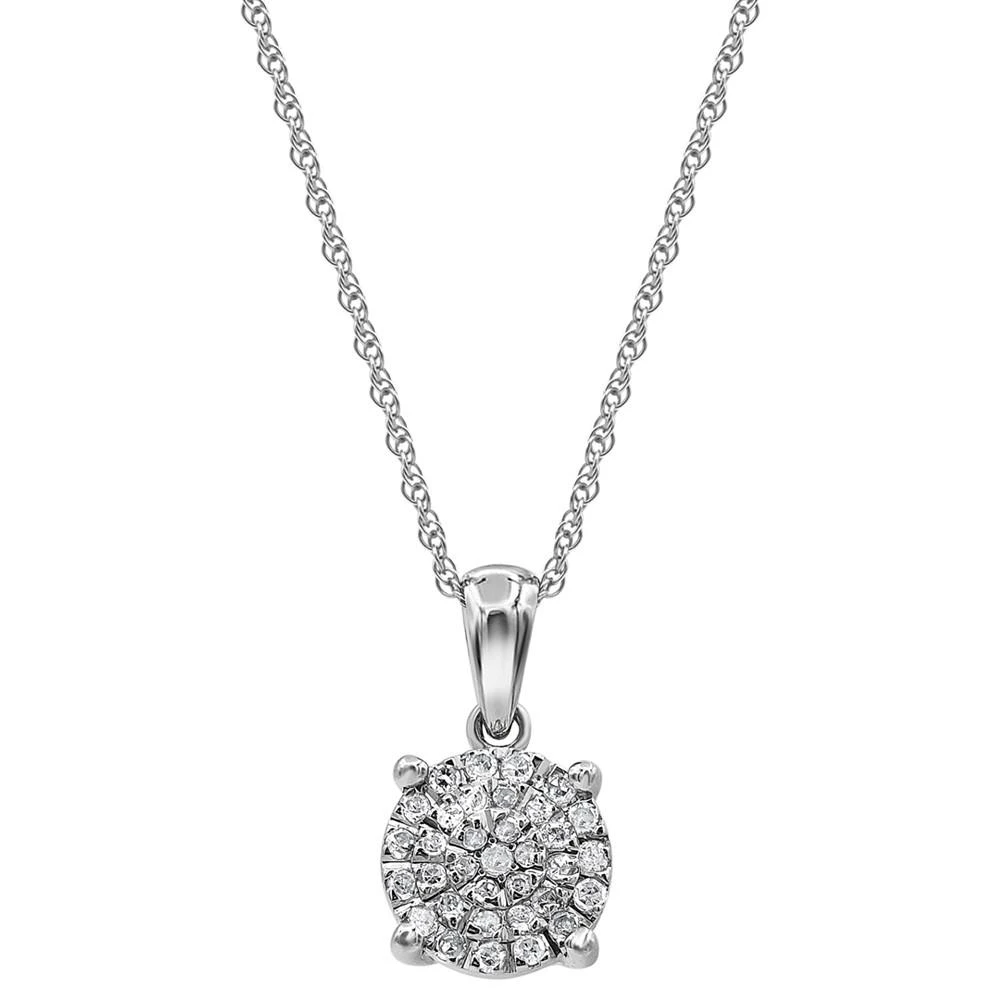 商品Macy's|Diamond Cluster Pendant Necklace (1/4 ct. t.w.) in Sterling Silver,价格¥1043,第1张图片