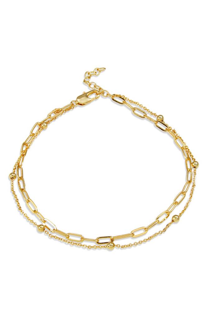 18K Gold Plated Layered Chain Anklet商品第1张图片规格展示