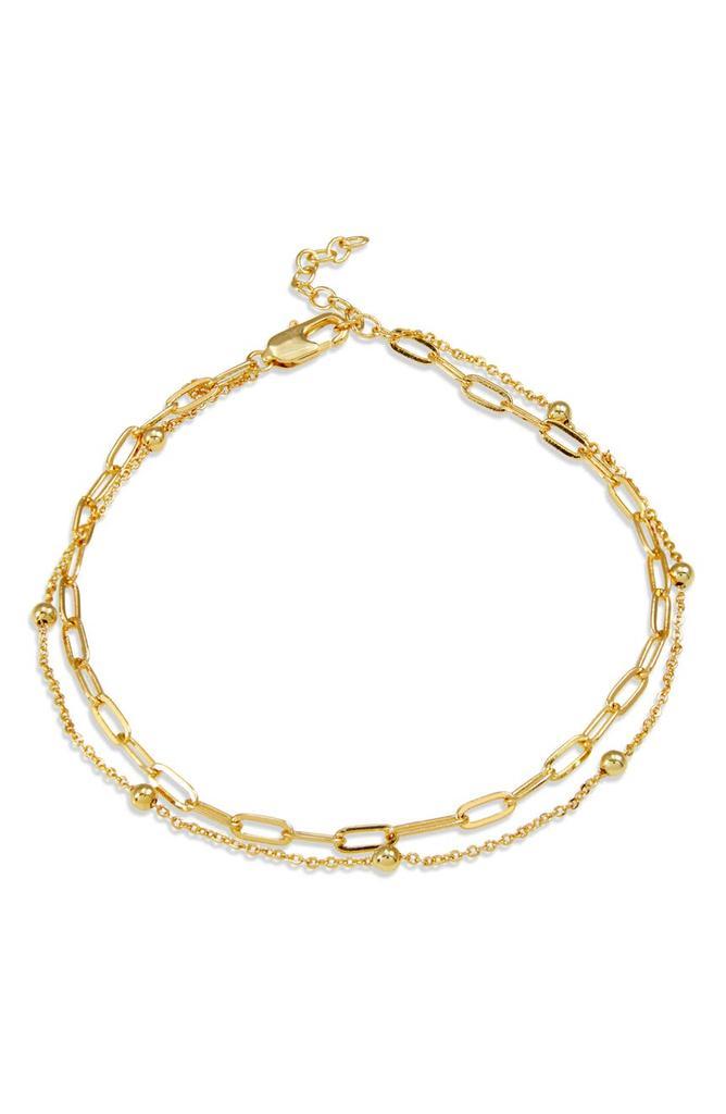 商品Savvy Cie Jewels|18K Gold Plated Layered Chain Anklet,价格¥222,第1张图片