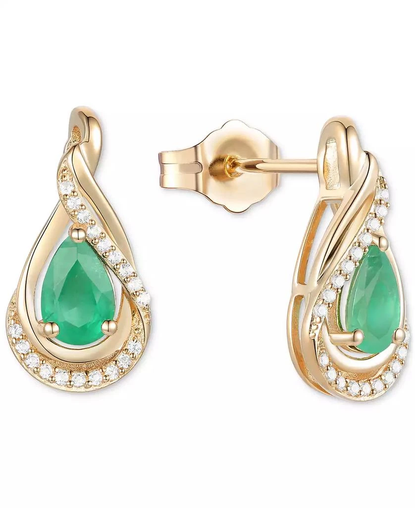 商品Macy's|Sapphire (1-1/10 ct. t.w.) and Diamond (1/10 ct. t.w.) Stud Earrings in 14k Gold (Also Available in Emerald),价格¥3863,第3张图片详细描述