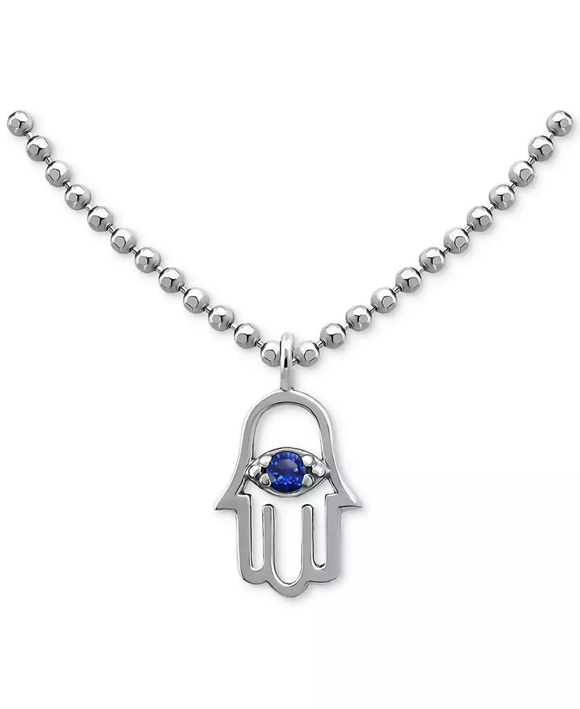商品Giani Bernini|Lab-Grown Sapphire Hamsa Hand Pendant Necklace (3/8 ct. t.w.) in 18k Gold-Plated Sterling Silver, 16" + 2" extender, Created for Macy's,价格¥257,第1张图片