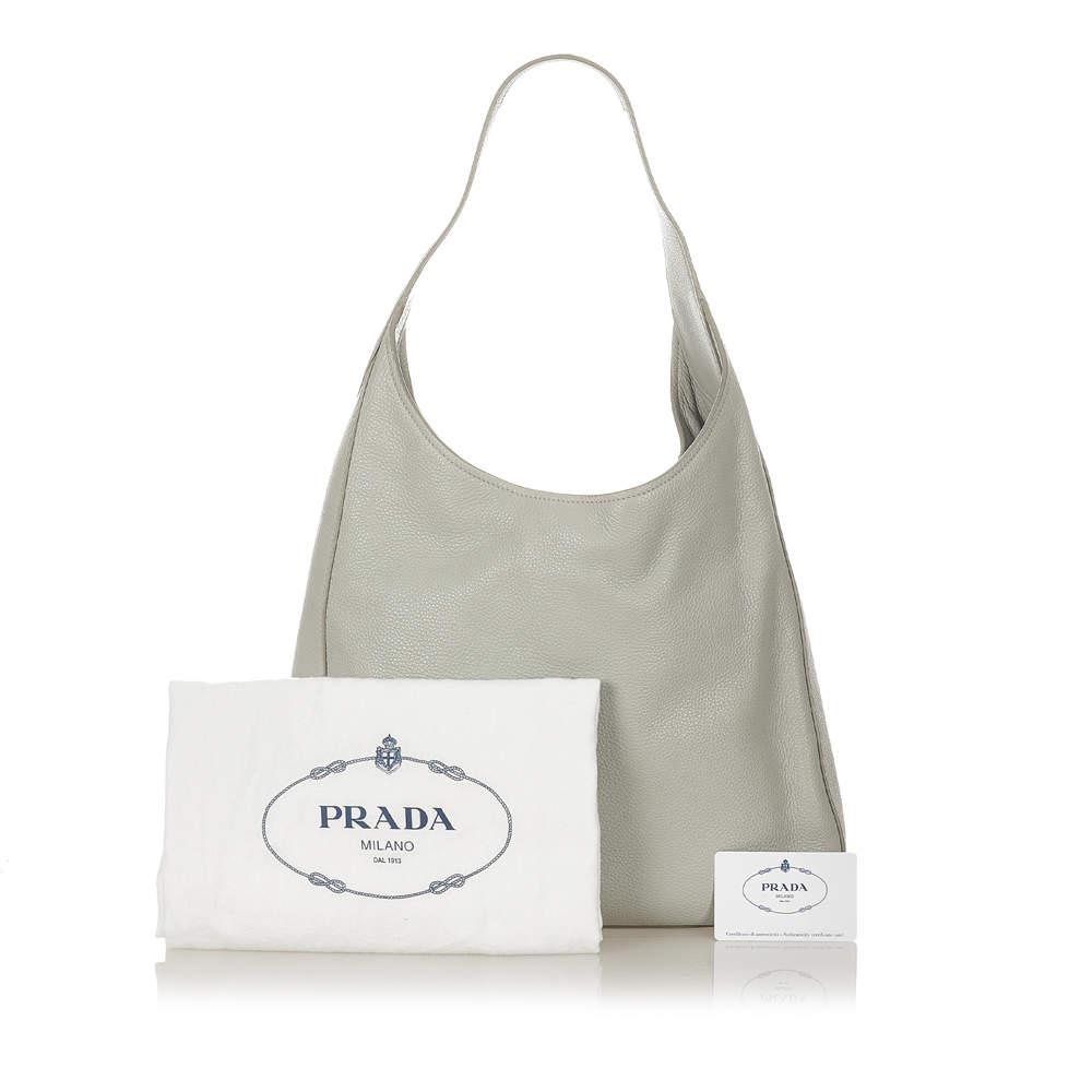 Prada Grey Vintage Vitello Daino Leather Shoulder Bag商品第8张图片规格展示