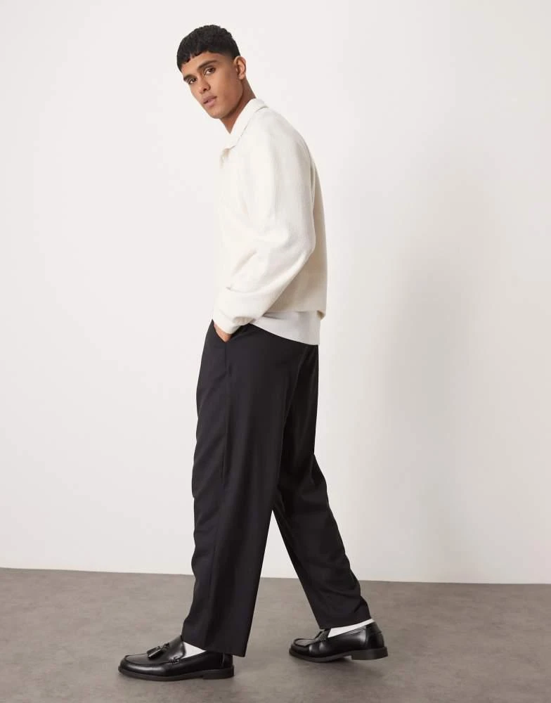商品ASOS|ASOS DESIGN loose skater fit smart trousers in washed black,价格¥219,第1张图片