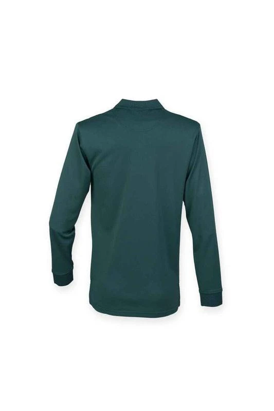 商品Henbury|Henbury Adults Unisex Long Sleeve Coolplus Piqu Polo Shirt (Bottle Green),价格¥211,第2张图片详细描述