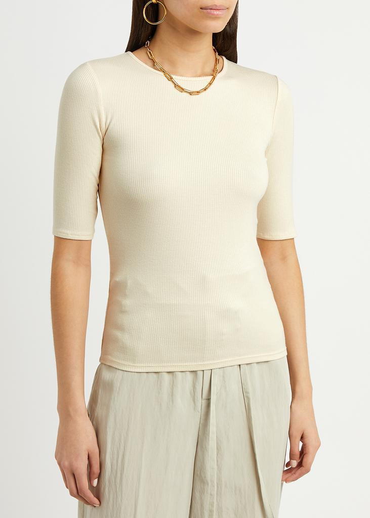 商品Vince|Cream ribbed stretch-jersey top,价格¥980,第4张图片详细描述