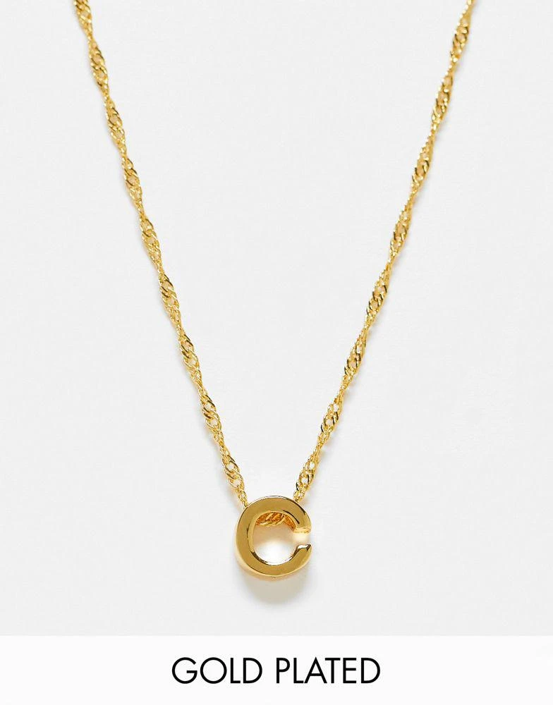 商品ASOS|ASOS DESIGN 14k gold plated necklace with simple C initial,价格¥133,第1张图片