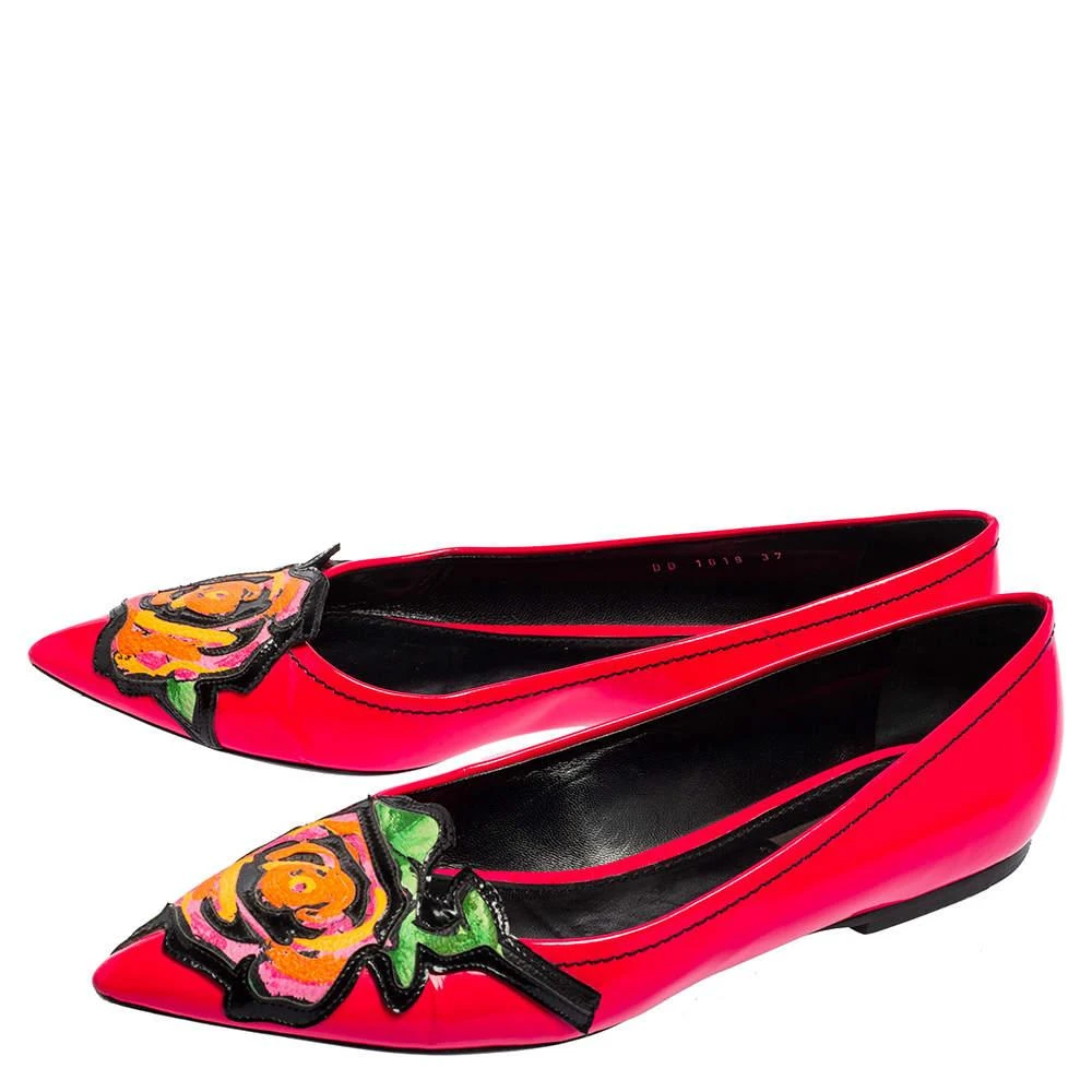 商品[二手商品] Louis Vuitton|Louis Vuitton Pink Patent Leather Stephen Sprouse Rose Pointed Toe Flat Pumps Size 37,价格¥2519,第4张图片详细描述