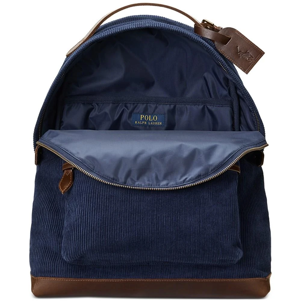 商品Ralph Lauren|Men's Crest Leather-Trim Corduroy Backpack,价格¥1710,第5张图片详细描述