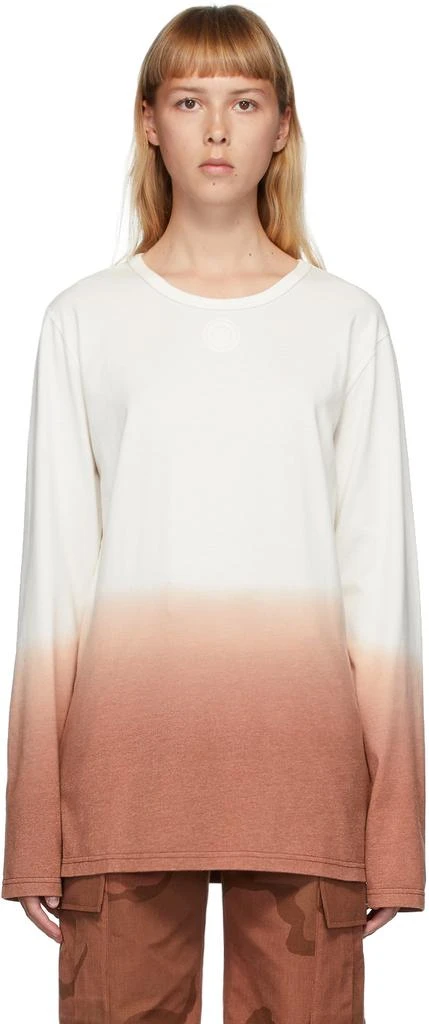 商品MARINE SERRE|Off-White & Orange Dip-Dye Long Sleeve T-Shirt,价格¥3544,第1张图片