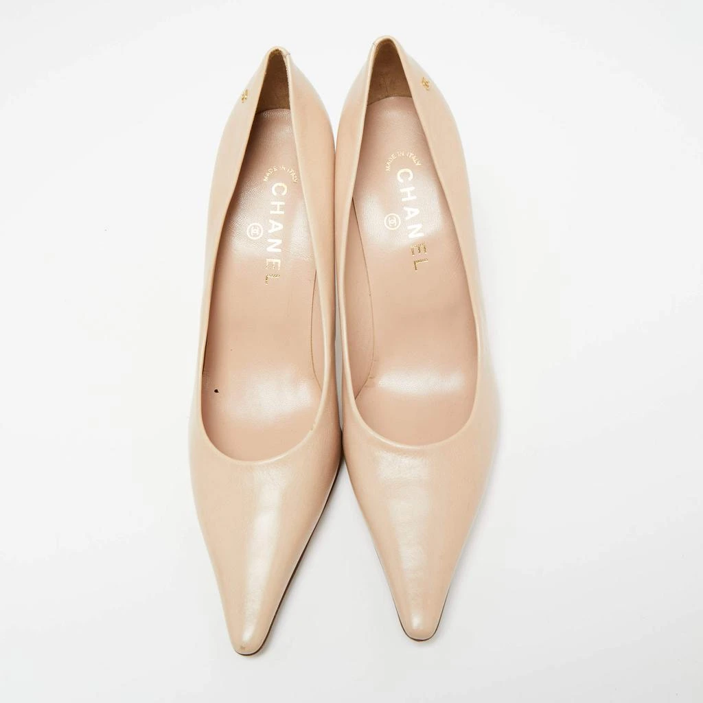 商品[二手商品] Chanel|Chanel Beige Leather CC Pointed Toe  Pumps Size 41,价格¥1360,第3张图片详细描述