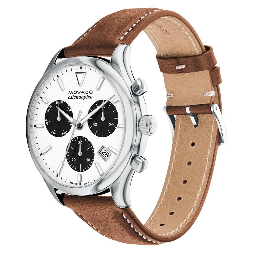 商品Movado|Men's Heritage Cognac Brown Genuine Leather Strap Watch 43mm,价格¥6694,第4张图片详细描述