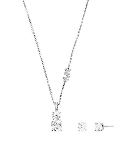 商品Michael Kors|Sterling Silver & Cubic Zirconia Necklace & Earrings Set,价格¥1455,第1张图片