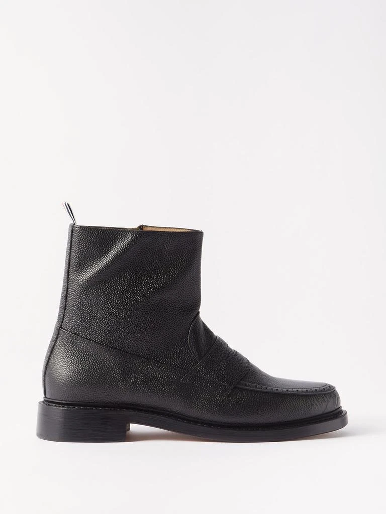 商品Thom Browne|Leather tricolour-trim penny loafer ankle boots,价格¥4953,第1张图片