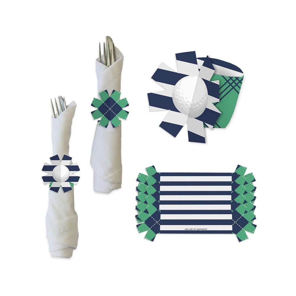 商品Big Dot of Happiness|Par-Tee Time - Golf - Birthday or Retirement Party Paper Napkin Rings 24 Ct,价格¥112,第1张图片
