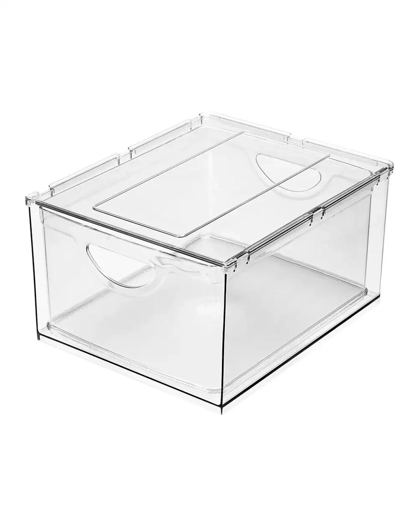 商品iDesign|Plastic Cabinet and Pantry Storage Bin with Integrated Handles-16 x 8 x 5, Clear Bin,价格¥374,第2张图片详细描述