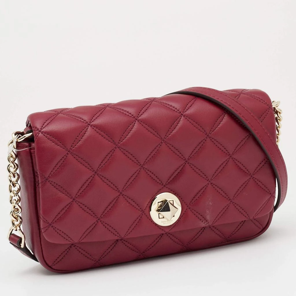商品[二手商品] Kate Spade|Kate Spade Burgundy Quilted Leather Natalia Crossbody Bag,价格¥1083,第3张图片详细描述